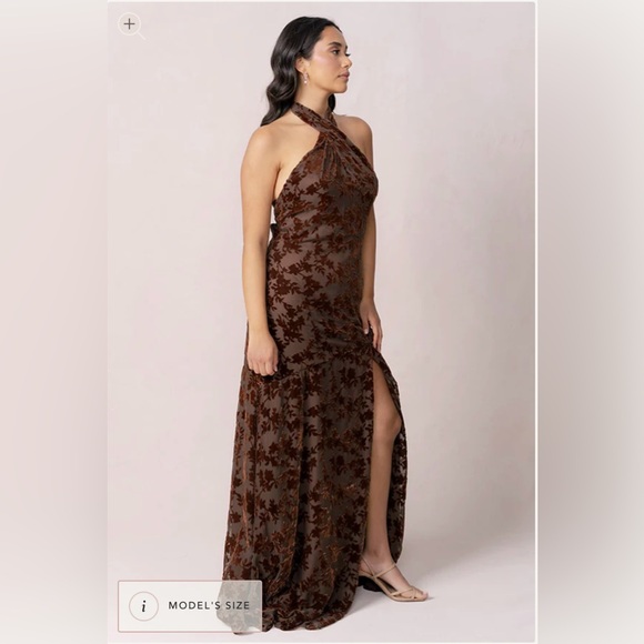 Revelry Emerald Green Athena Floral Burnout Velvet Gown - Picture 4 of 8